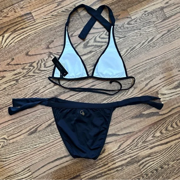 Guess NWT halter bikini white black gold - Picture 7 of 10